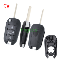 For Peugeot 3 button remote  Key Shell with VA2 307 blade EU version