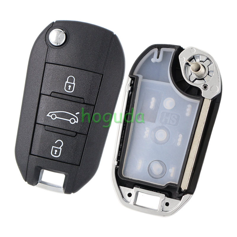 For Peugeot 3 button remote  Key Shell with HU83 407 blade EU version