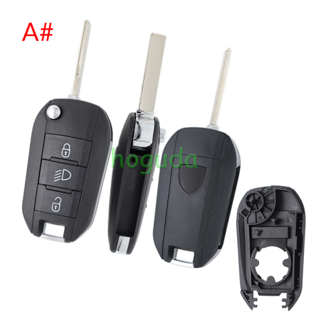 For Peugeot 3 button remote  Key Shell with HU83 407 blade EU version