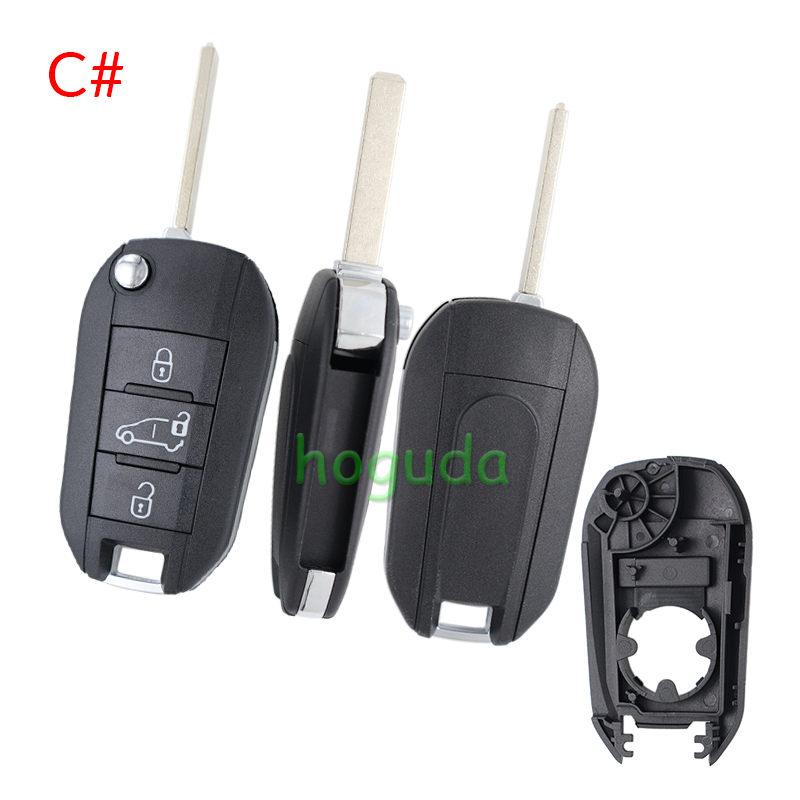 For Peugeot 3 button remote  Key Shell with HU83 407 blade EU version