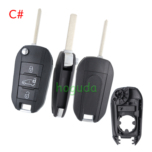 For Peugeot 3 button remote  Key Shell with VA2 307 blade EU version