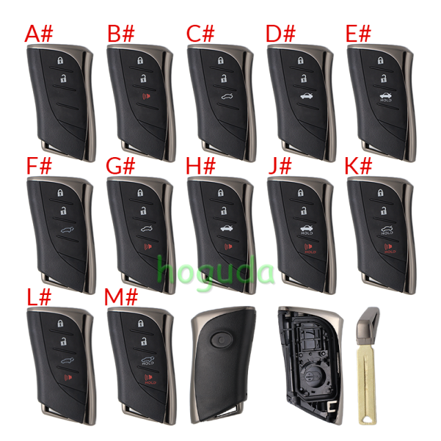 For Lexus 2/2+1/3/3+1 button remote key blank with key blade