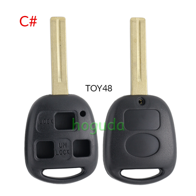 For Toyota 3 button remote key blank