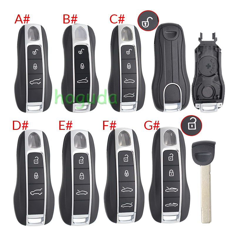 For new Porsche 3/4 button remote key blank with emmergency key blade