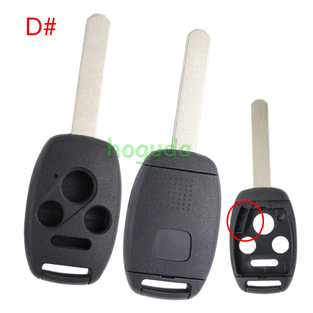 For GTL high quality Honda 2/2+1/3/3+1 button remote key blank with battery clamp