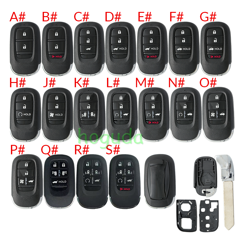 For Honda 2/2+1/3/3+1/4/4+1/5/6/6+1 button remote key blank without logo