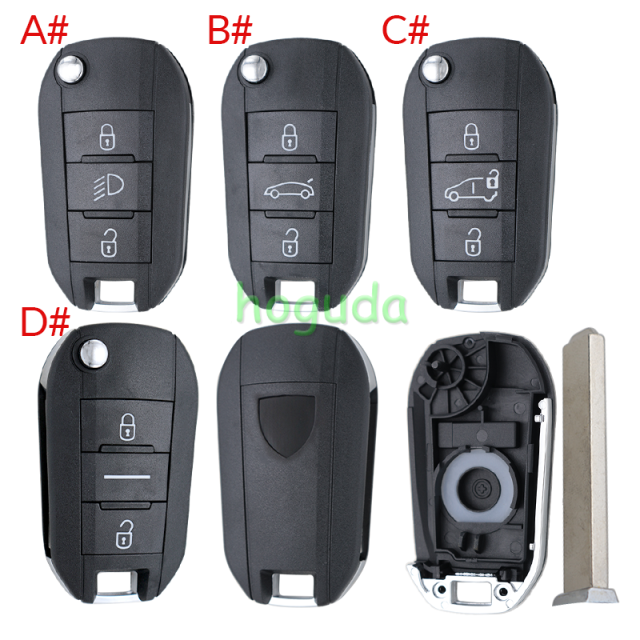 For Peugeot 3 button remote key blank with VA2 blade