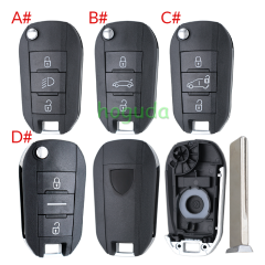 For Peugeot 3 button remote key blank with HU83 blade without lg