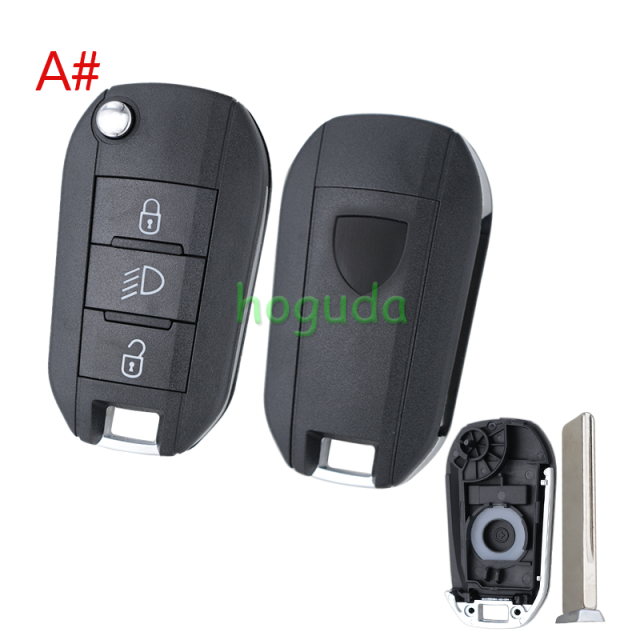 For Peugeot 3 button remote key blank with HU83 blade without lg