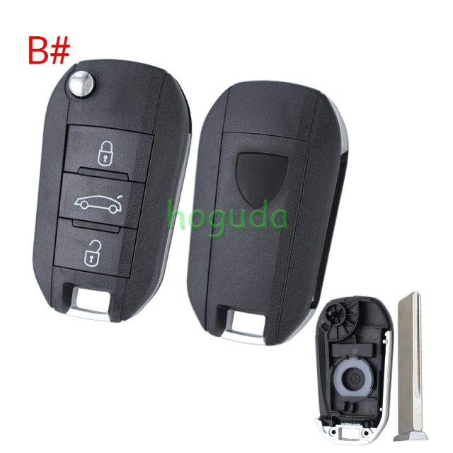 For Peugeot 3 button remote key blank with HU83 blade without lg