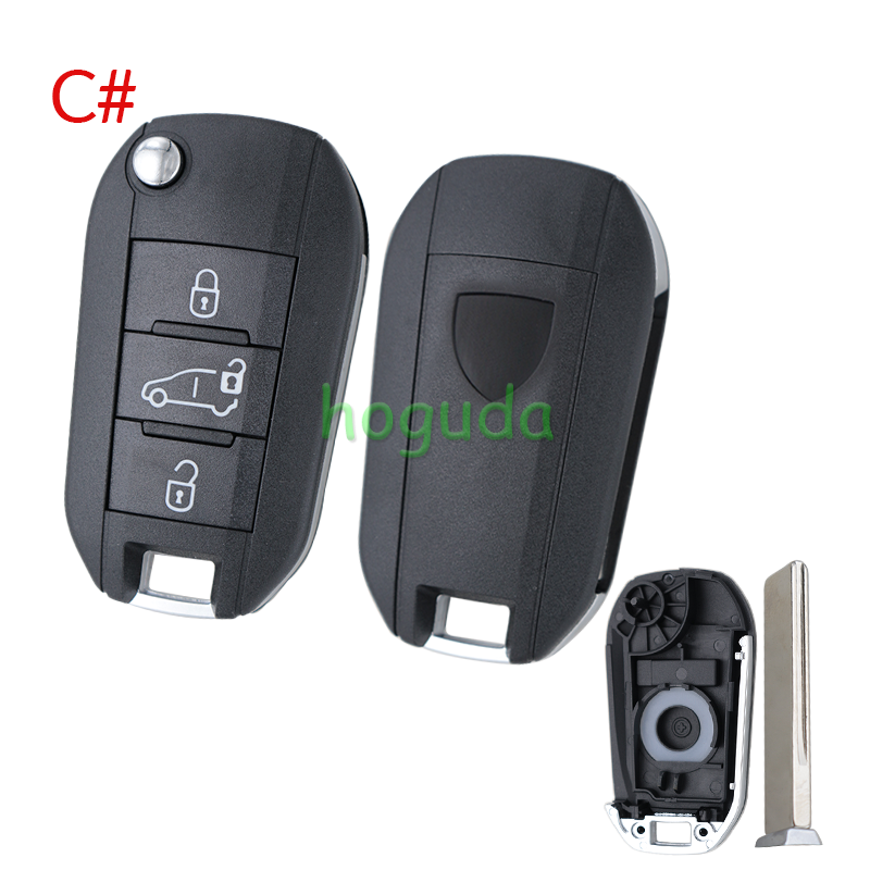 For Peugeot 3 button remote key blank with HU83 blade without lg