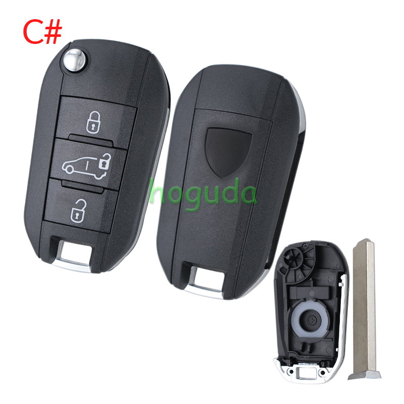For Peugeot 3 button remote key blank with VA2 blade