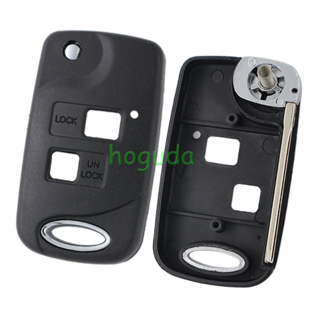 For Toyota 2 button modified folding remote key blank with Toy43 blade