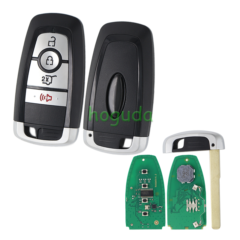 For Ford Mustang F-150 3+1 button Smart Key with 433.92MHz FSK NCF29A1 / HITAG PRO / 49CHIP FCC ID: M3N-A3C108397 IC: 7812-A3C108397 Part No.: PC3T-15K601-BB