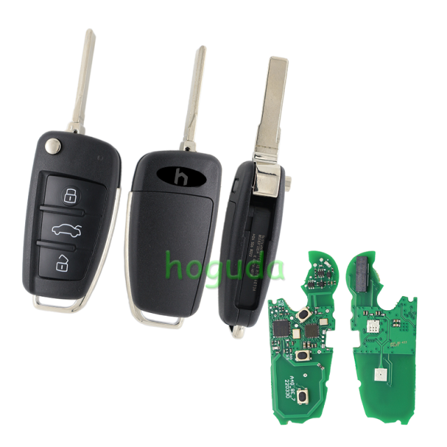 For Audi A6,A6L,Q7 3 buttton remote key with 8E chip 433.92MHZ 4FO837220M Non handsfree system 2004-2009