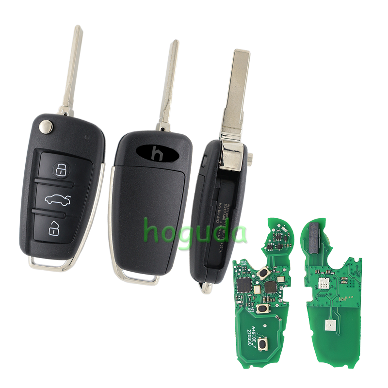 For Audi A6,A6L,Q7 3 buttton remote key with 8E chip 433.92MHZ 4FO837220M Non handsfree system 2004-2009