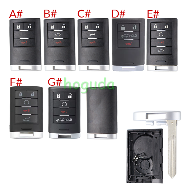 For Cadillac 2+1/3+1/4+1/5+1 buttons smart remote key blank without logo