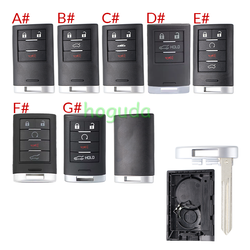 For Cadillac 2+1/3+1/4+1/5+1 buttons smart remote key blank without logo