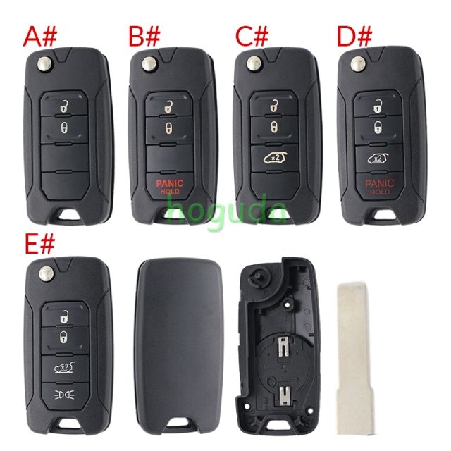For Chrysler Jeep 2/2+1/3/3+1/4 button flip remote key blank without logo