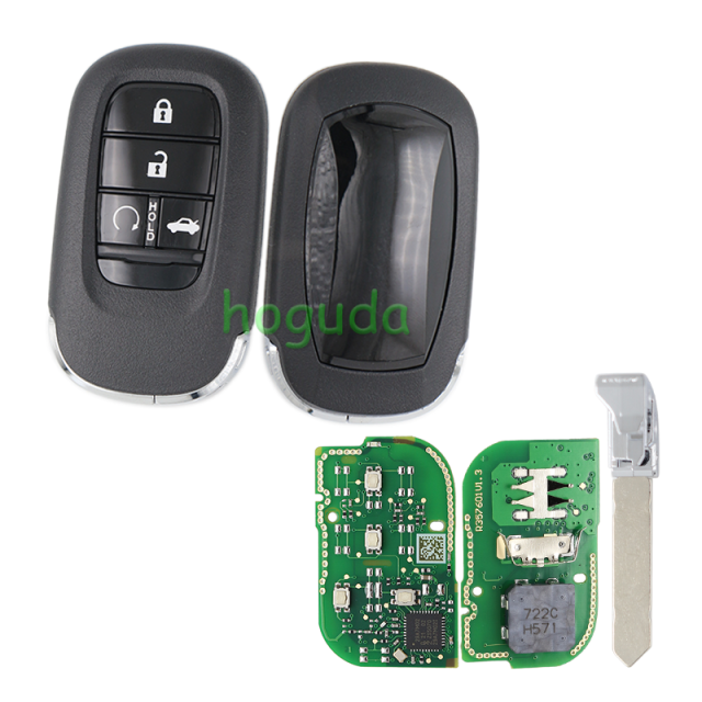 For Honda 4 button Smart Remote Car key with 433MHZ 4A Chip  FCC ID : KR5TP-4