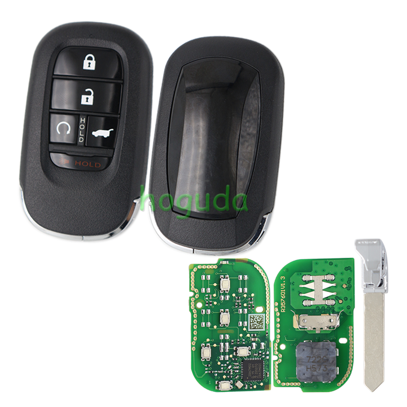 For Honda HR-V CR-V Accord Civic 4+1 button smart remote Key with  4A Chip 433.92MHz  FCCID:KR5TP-4
