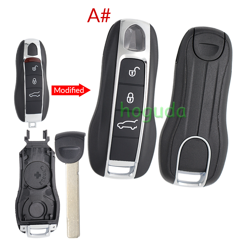 For Porsche modified 3 button remote key blank with emmergency key blade