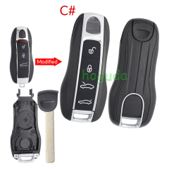 For Porsche modified 3 button remote key blank with emmergency key blade