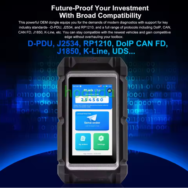 TOPDON RLink Lite OE-LEVEL Diagnostic Auto Compatible With D-PDU, J2534, RP1210 Diagnostic Stand