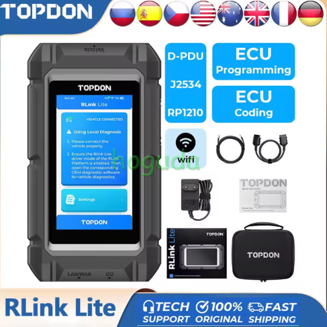 TOPDON RLink Lite OE-LEVEL Diagnostic Auto Compatible With D-PDU, J2534, RP1210 Diagnostic Stand