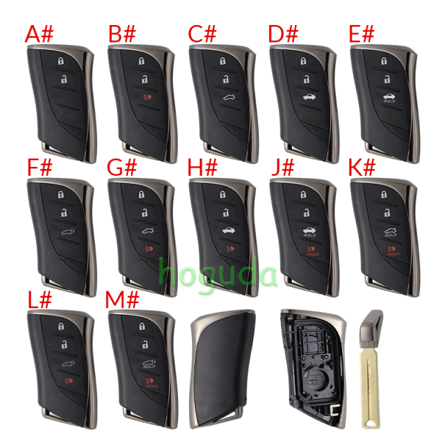 For Lexus 2/2+1/3/3+1 button remote key blank with key blade without logo