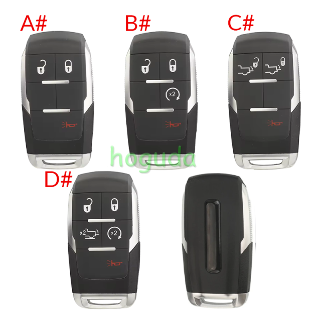 For Chrysler Jeep 2+1/3+1/4+1 button smart remote key shell (with logo slot)