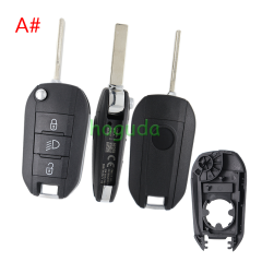 For Peugeot 3 button remote Key Shell with HU83 407 blade