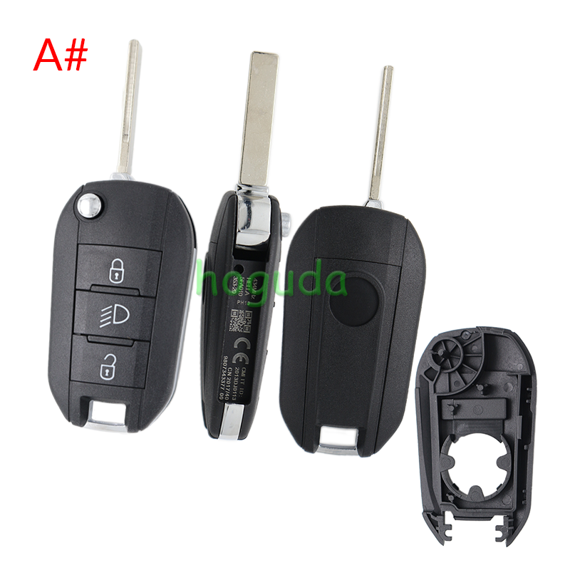For Peugeot 3 button remote Key Shell with HU83 407 blade