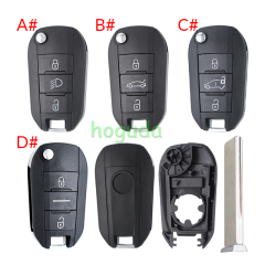 For Peugeot 3 button remote Key Shell with HU83 407 blade