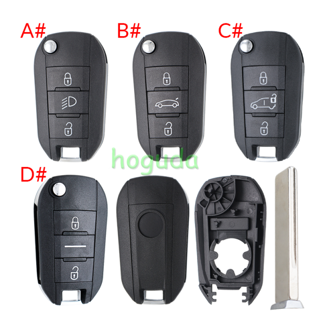 For Peugeot 3 button remote Key Shell with HU83 407 blade