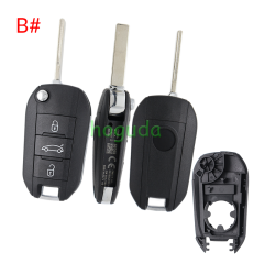 For Peugeot 3 button remote Key Shell with HU83 407 blade