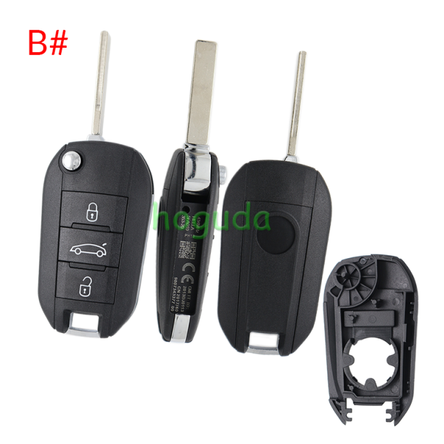 For Peugeot 3 button remote Key Shell with HU83 407 blade