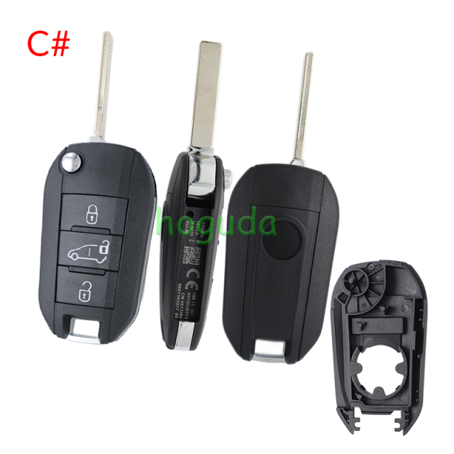 For Peugeot 3 button remote Key Shell with HU83 407 blade