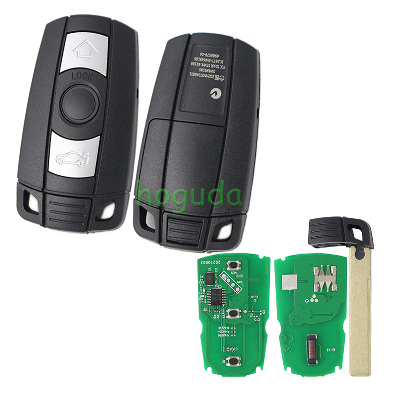 For BMW 3 button remote key for For BMW 1、3、5、6、X5,x6,z4 5 series  with 7945 Chip 433MHz  Its for CAS3 and CAS3+ Systems