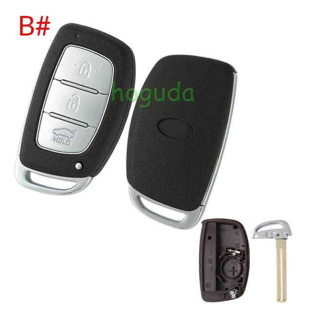 For Hyundai 3/4 button  remote key blank with battery clamp