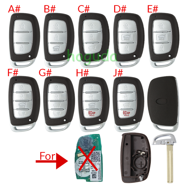For Hyundai 3/4 button  remote key blank with battery clamp