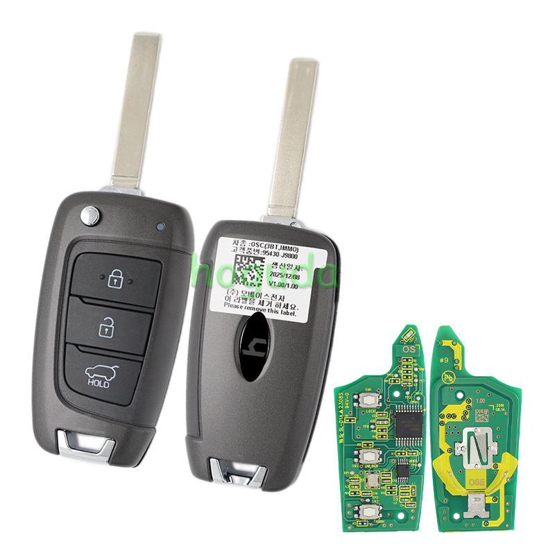 For original Hyundai r3 button remote key with 4D ID60 TIRIS DST40 chip 433MHz 95430-J9800 FCC:OKA-450T  MODEL:OKA-450T ANATEL:02406-16-05956