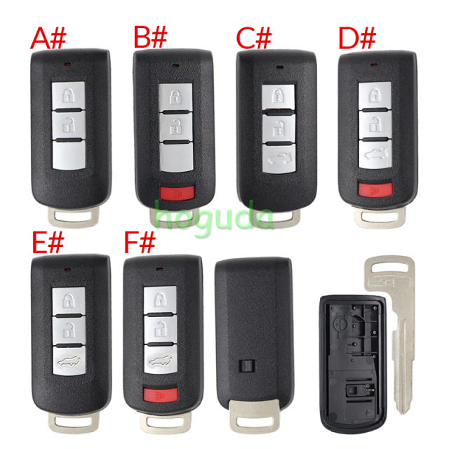 For Mitsubishi 2/2+1/3/3+1 button remote key blank with emergency key blade without logo