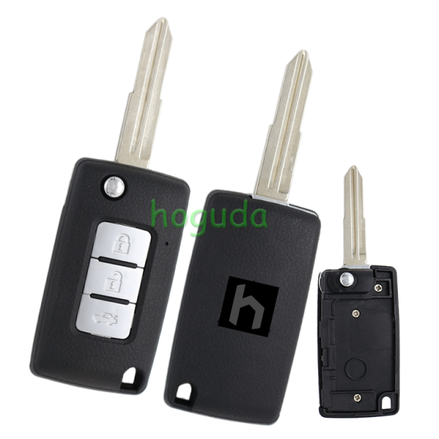 For Mitsubishi 3 button flip remote key blank with right key blade