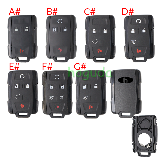 For Chevrolet black 2+1/3+1/4+1/5+1 buttons remote key shell, the side part is black