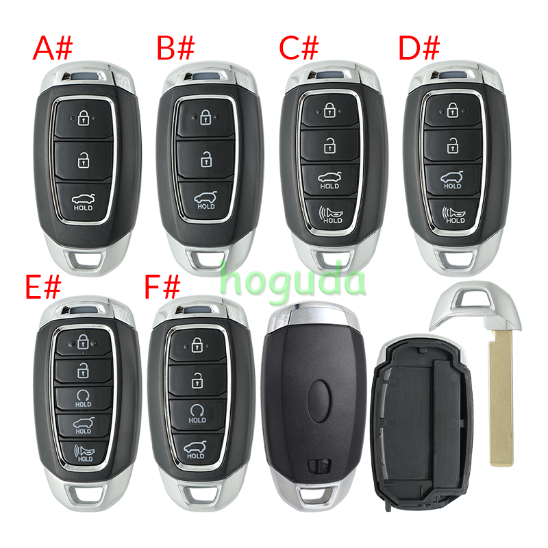 For 2021 new Hyundai 3/4/5 button smart remote key blank without  battery clamp