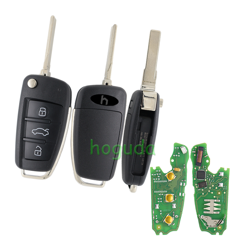 For original Audi 3 button remote key with ID48 chip 434mhz  HLO DE 8X0837220D Hella 5F A 010 659 70  204Y11000400