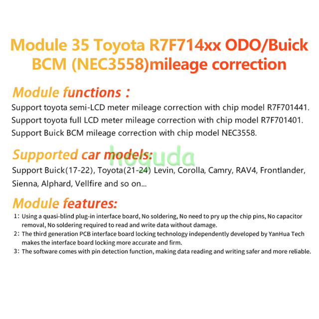 YANHUA Module 35 for Toyota R7F714xx ODO/Buick BCM (NEC3558)mileage correction