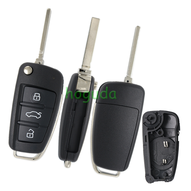 For Audi 3 button Remote key Blank with HUT62T key blade without logo