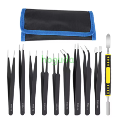 10Pcs/Set Precision Anti-Static Curved &amp; Straight Tweezers Stainless Steel ESD Industrial Repair Tool Kit Electronic Components ESD-10 ESD-11 ESD-12 ESD-13 ESD-14 ESD-15 ESD-16 ESD-17 ESD-34A, 9 different sizes and configurations to fit different purposes